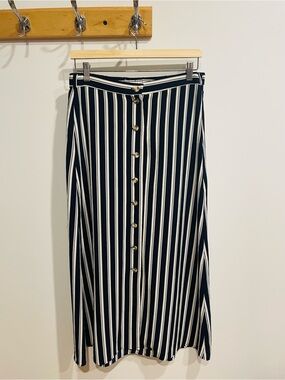 Vero Moda Black and White Vertical Striped A-Line Skirt